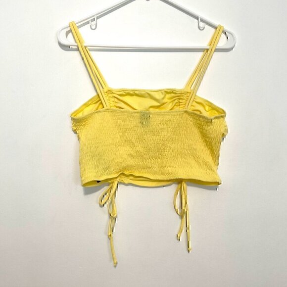 NEW NWT WILD FABLE Yellow Ruched Smocked Crop Top with Ties Bow Y2K Cotton Tank - Picture 10 of 12